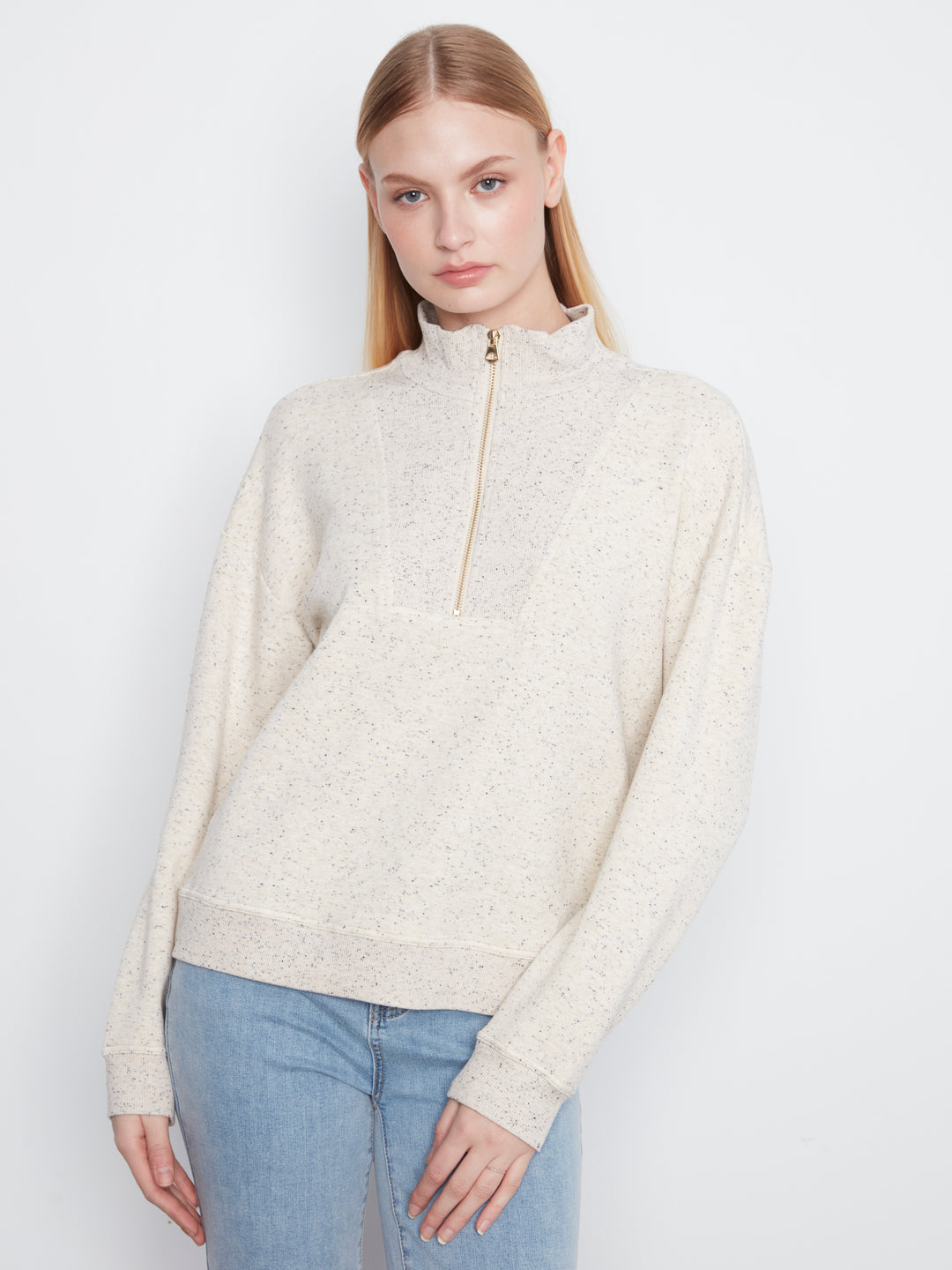 Long Sleeve Half-Zip High Collar Sweatshirt