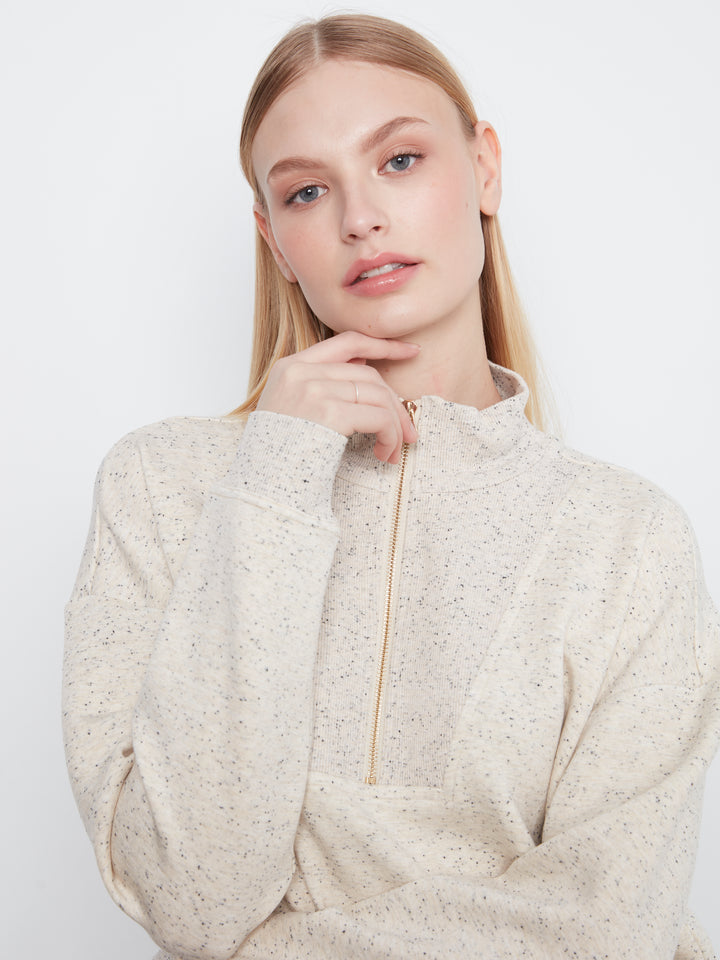 Long Sleeve Half-Zip High Collar Sweatshirt