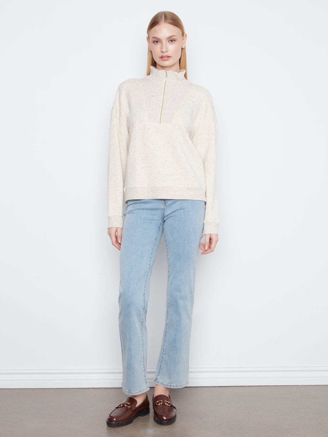 Long Sleeve Half-Zip High Collar Sweatshirt