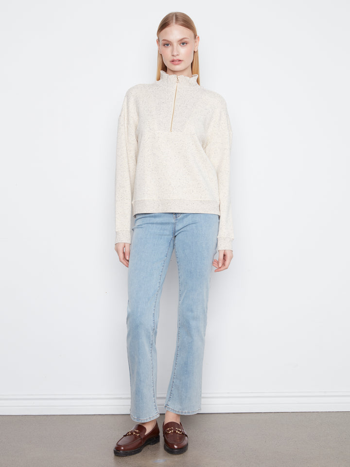 Long Sleeve Half-Zip High Collar Sweatshirt