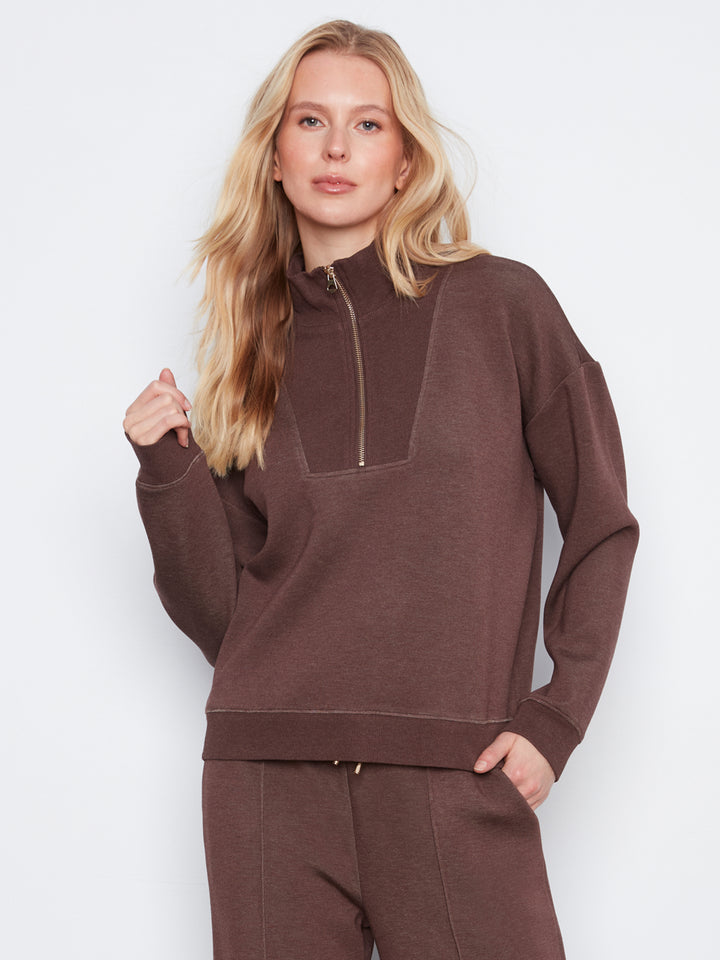 Long Sleeve Half-Zip High Collar Sweatshirt
