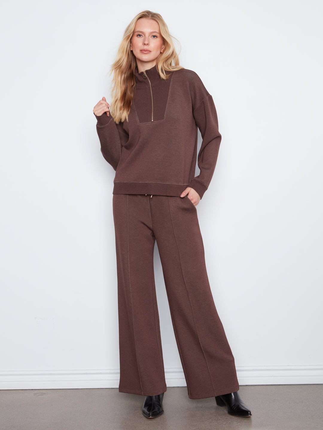 Long Sleeve Half-Zip High Collar Sweatshirt