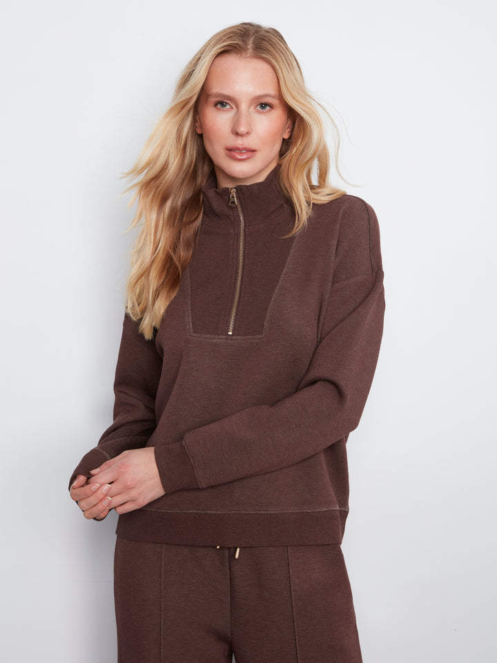 Long Sleeve Half-Zip High Collar Sweatshirt
