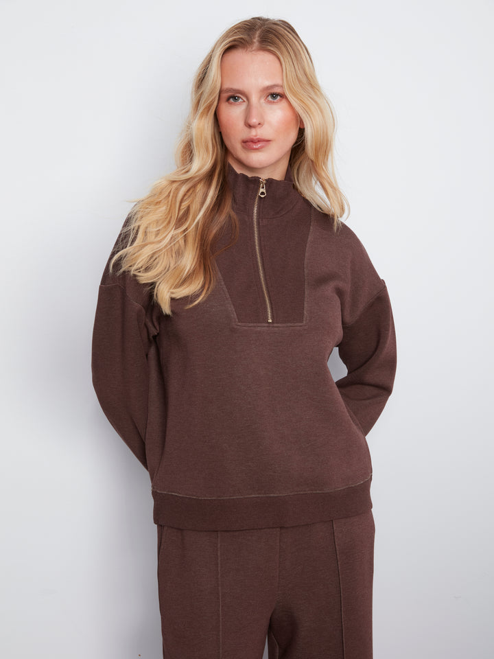 Long Sleeve Half-Zip High Collar Sweatshirt