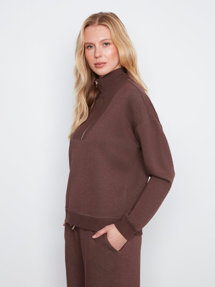 Long Sleeve Half-Zip High Collar Sweatshirt