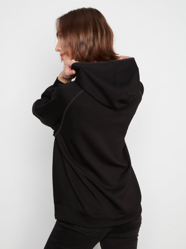 Raglan Sleeve Hoodie with Blanket Stitch