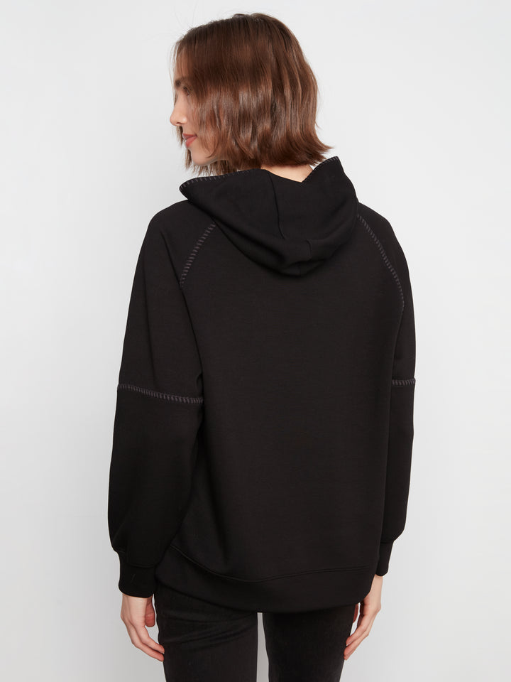Raglan Sleeve Hoodie with Blanket Stitch