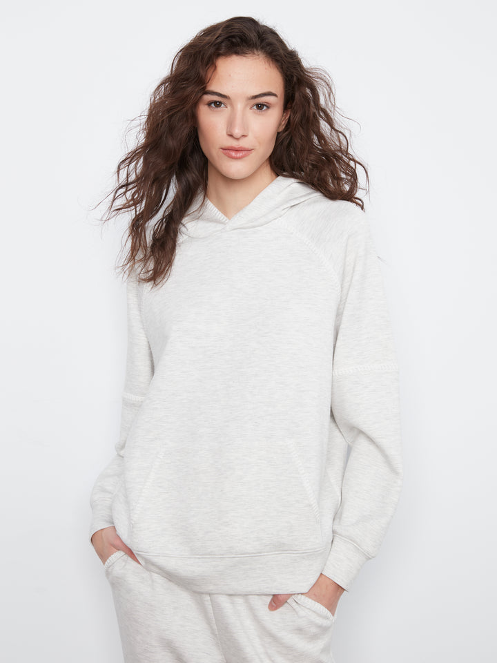 Raglan Sleeve Hoodie with Blanket Stitch