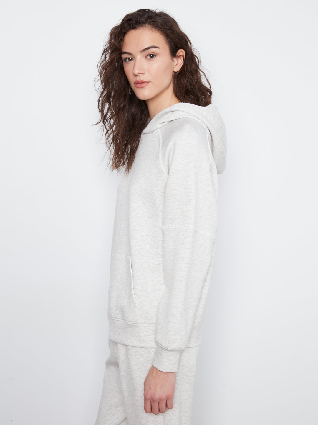 Raglan Sleeve Hoodie with Blanket Stitch