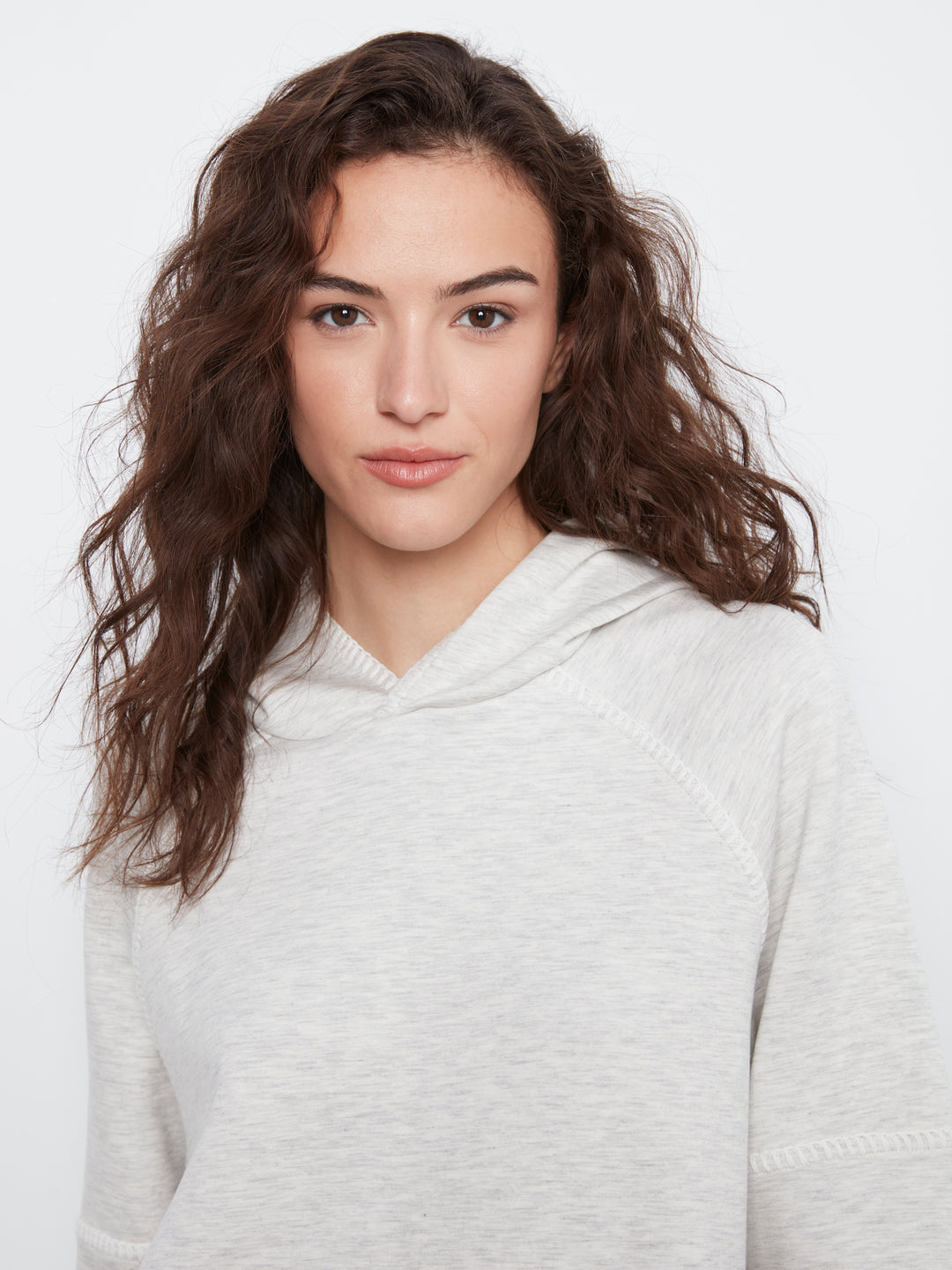 Raglan Sleeve Hoodie with Blanket Stitch