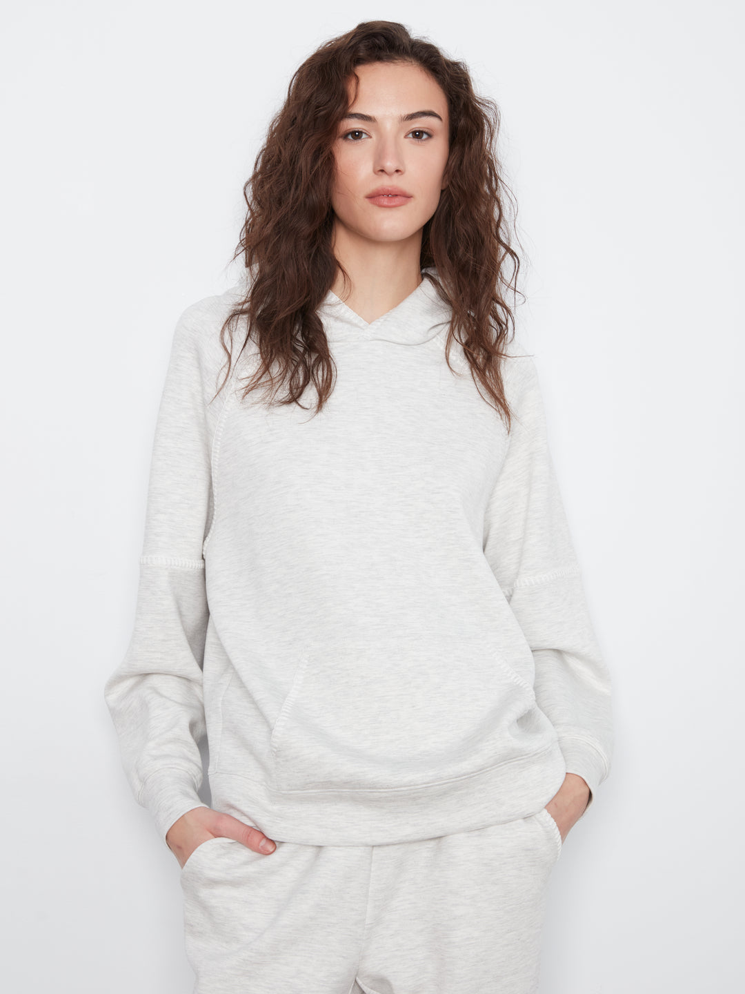 Raglan Sleeve Hoodie with Blanket Stitch