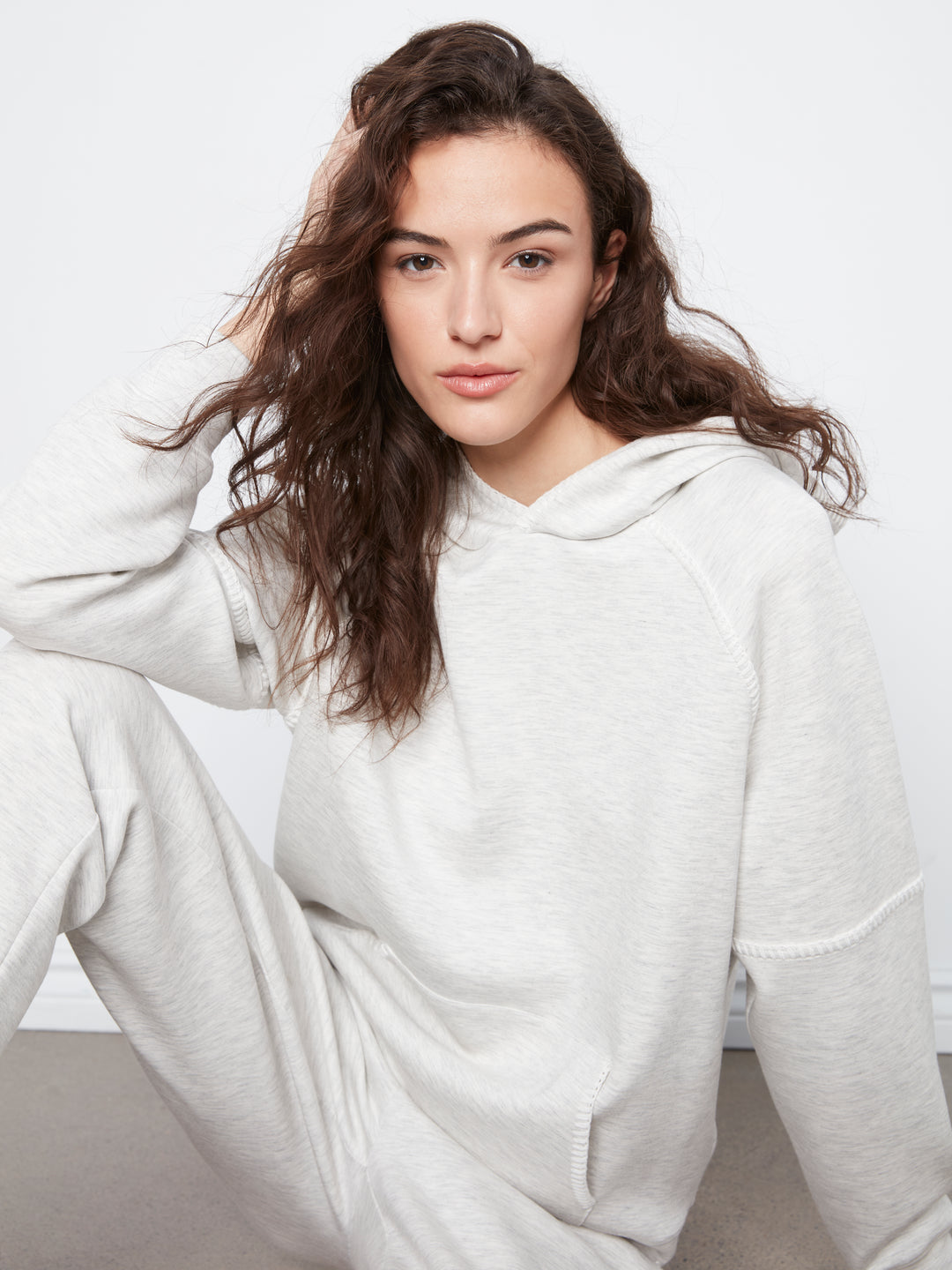 Raglan Sleeve Hoodie with Blanket Stitch