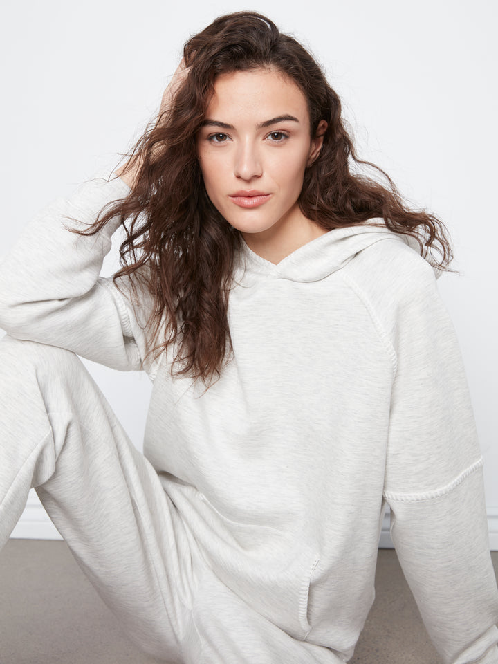 Raglan Sleeve Hoodie with Blanket Stitch