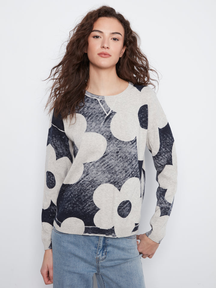 Long Sleeve Crew Neck Printed On Reverse Sweater