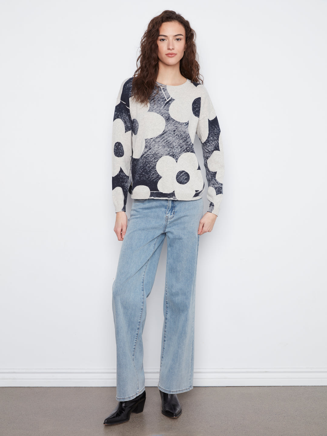 Long Sleeve Crew Neck Printed On Reverse Sweater
