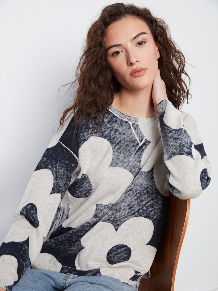 Long Sleeve Crew Neck Printed On Reverse Sweater