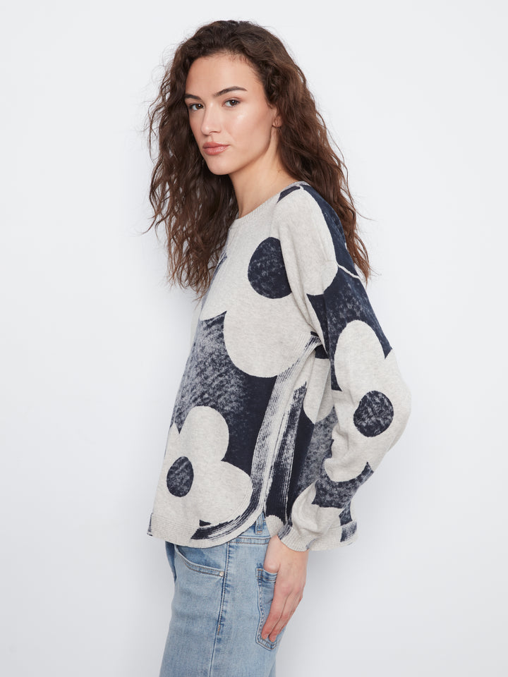 Long Sleeve Crew Neck Printed On Reverse Sweater