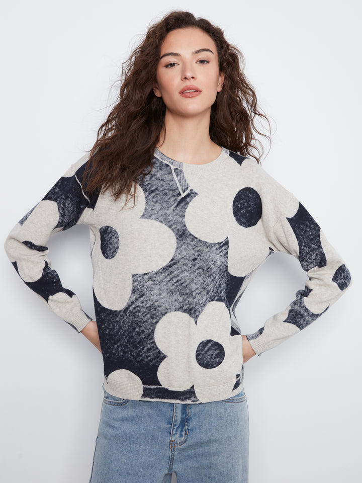 Long Sleeve Crew Neck Printed On Reverse Sweater