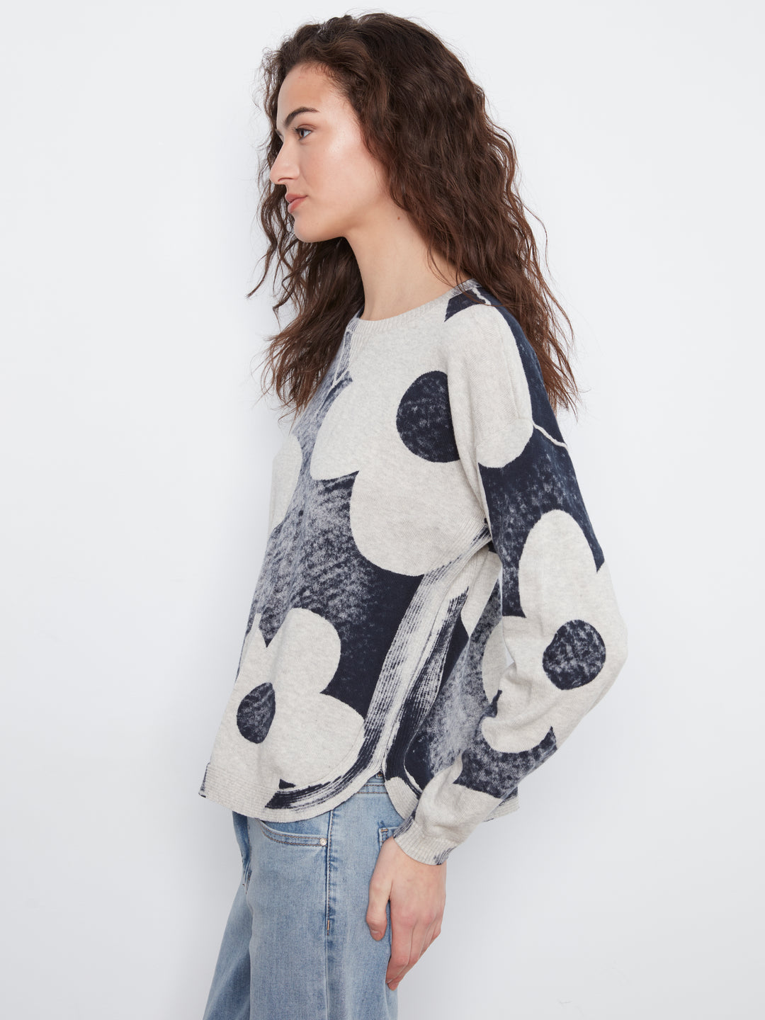 Long Sleeve Crew Neck Printed On Reverse Sweater