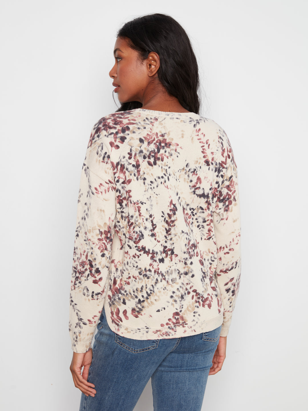 Long Sleeve Crew Neck Printed On Reverse Sweater