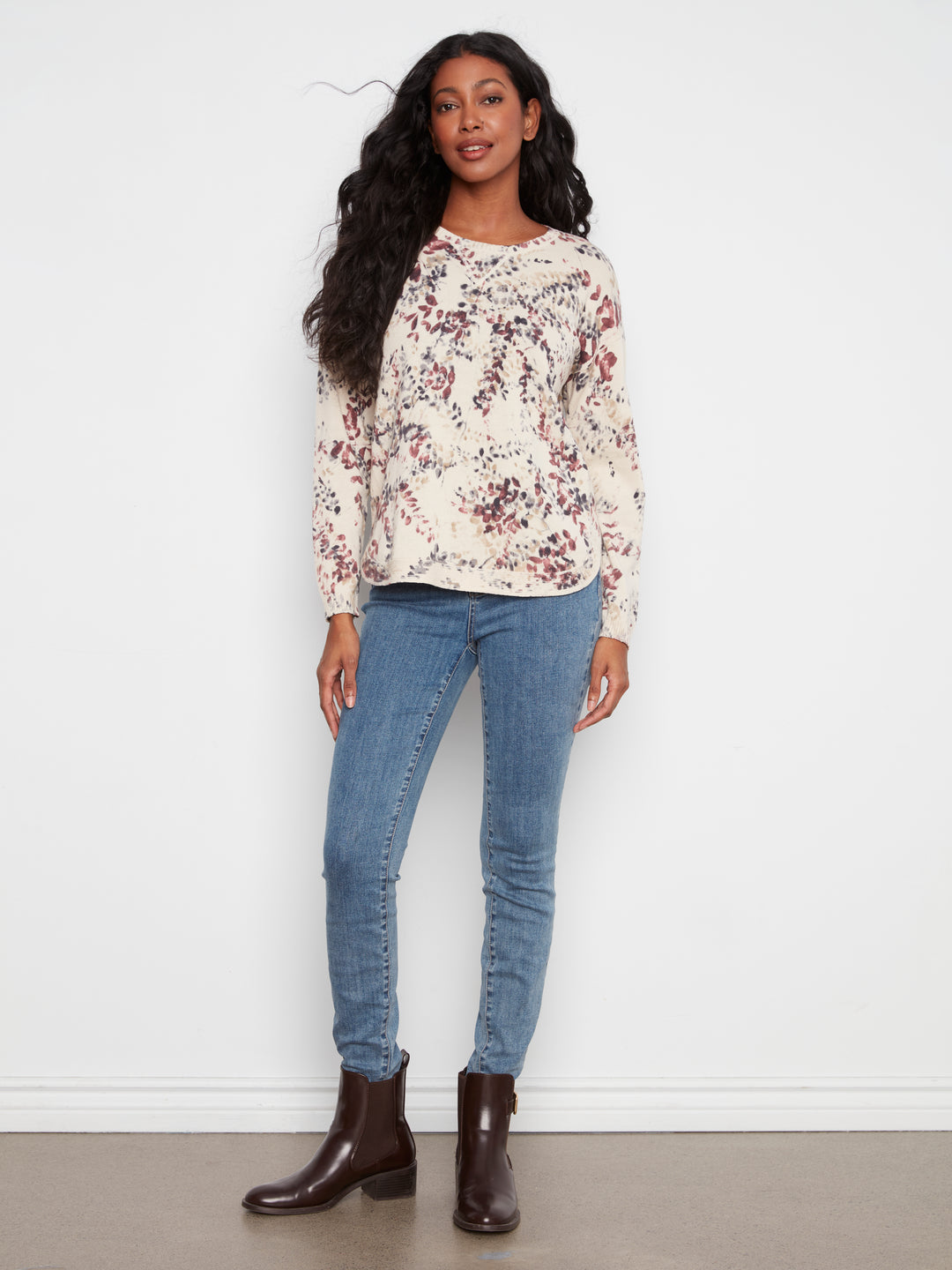 Long Sleeve Crew Neck Printed On Reverse Sweater