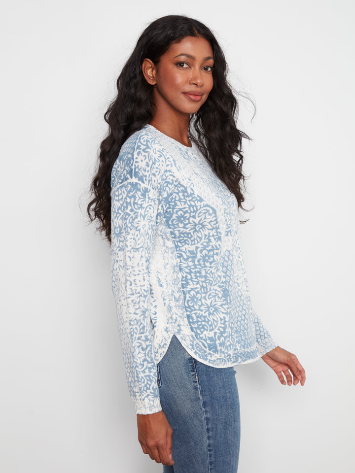 Long Sleeve Crew Neck Printed On Reverse Sweater