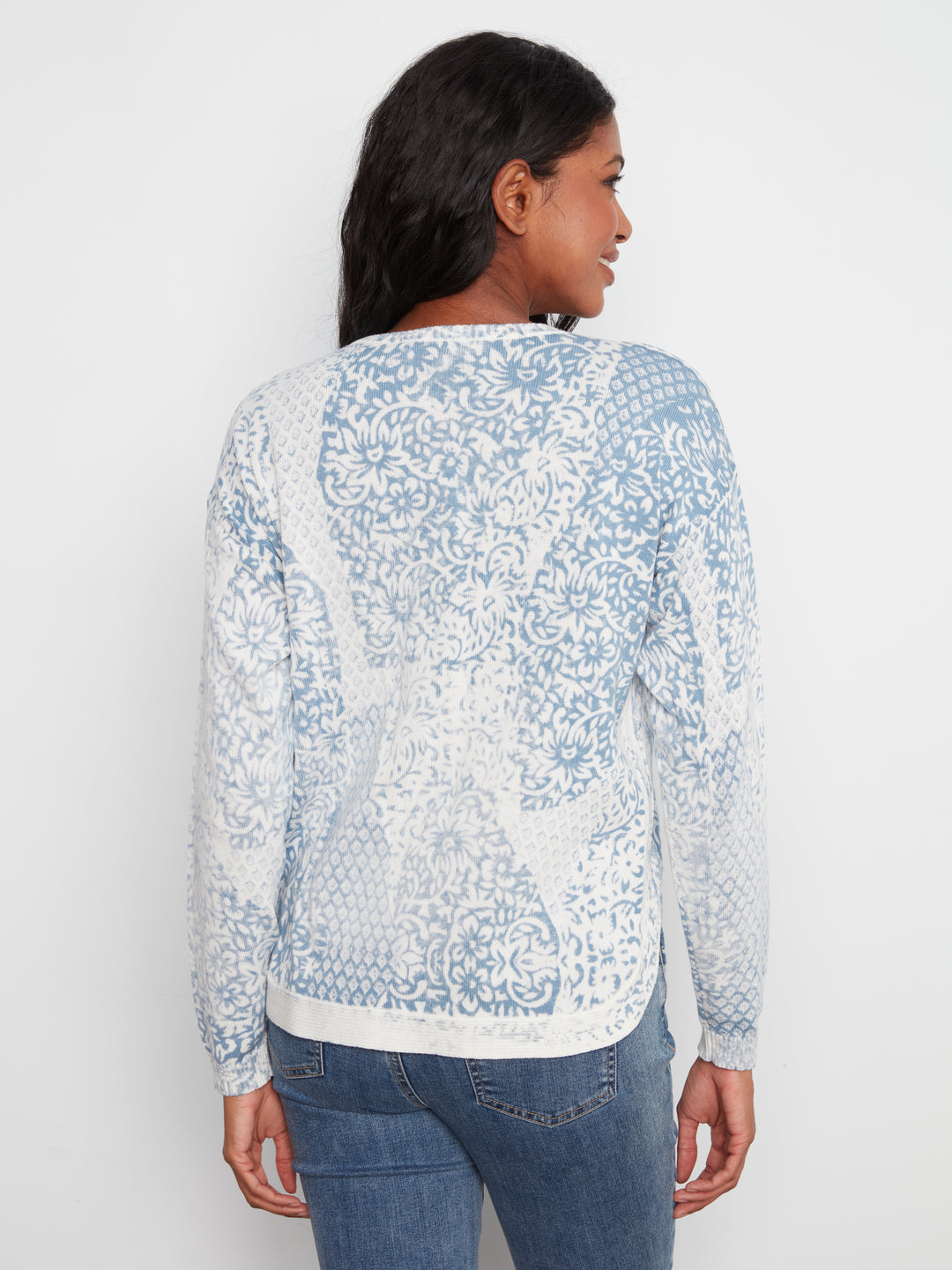 Long Sleeve Crew Neck Printed On Reverse Sweater