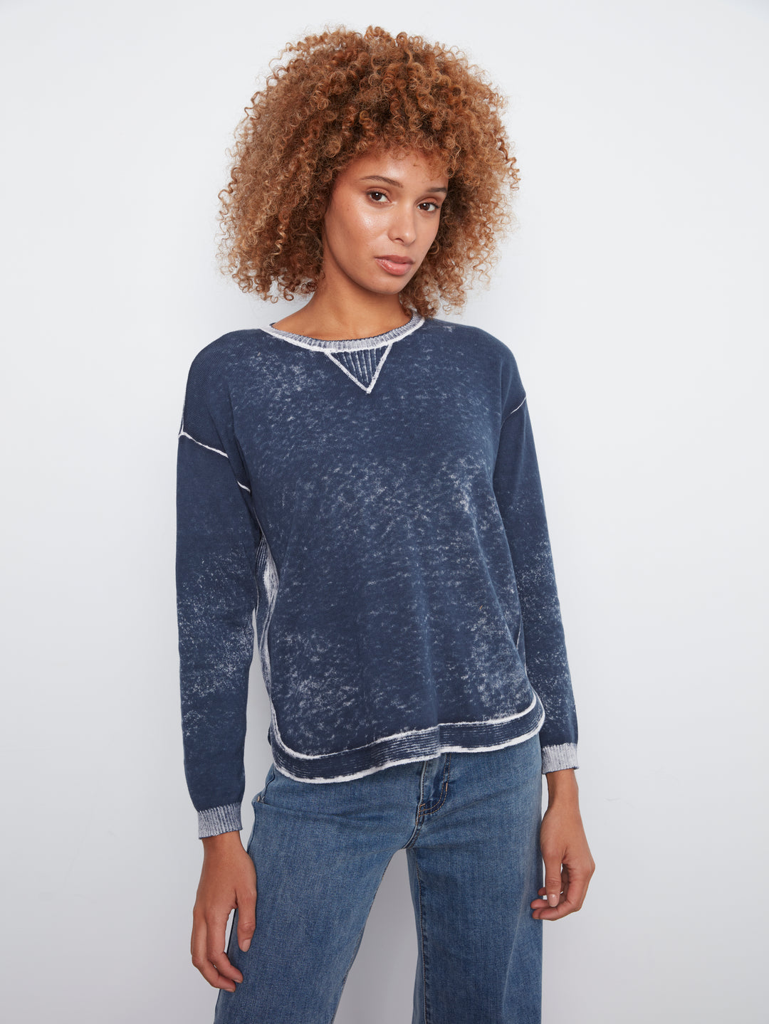 Long Sleeve Crew Neck Printed on Reverse Sweater