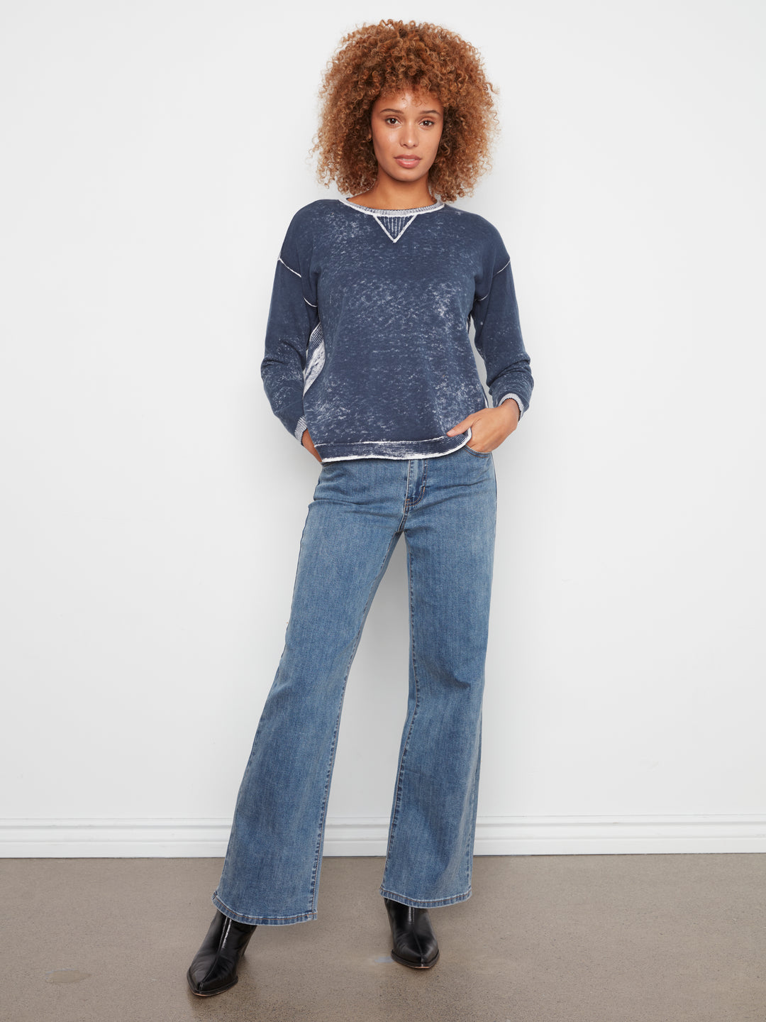 Long Sleeve Crew Neck Printed on Reverse Sweater