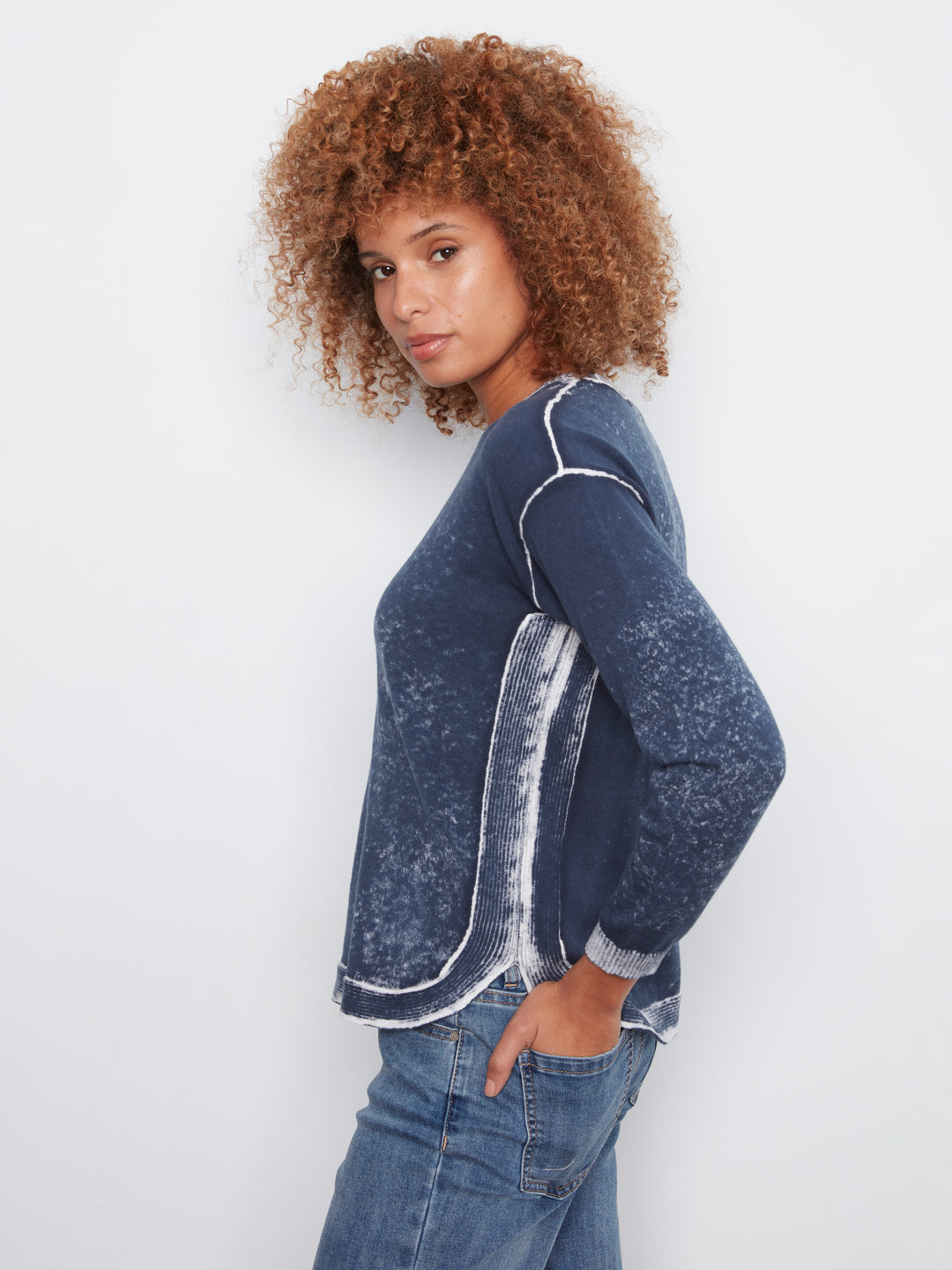 Long Sleeve Crew Neck Printed on Reverse Sweater