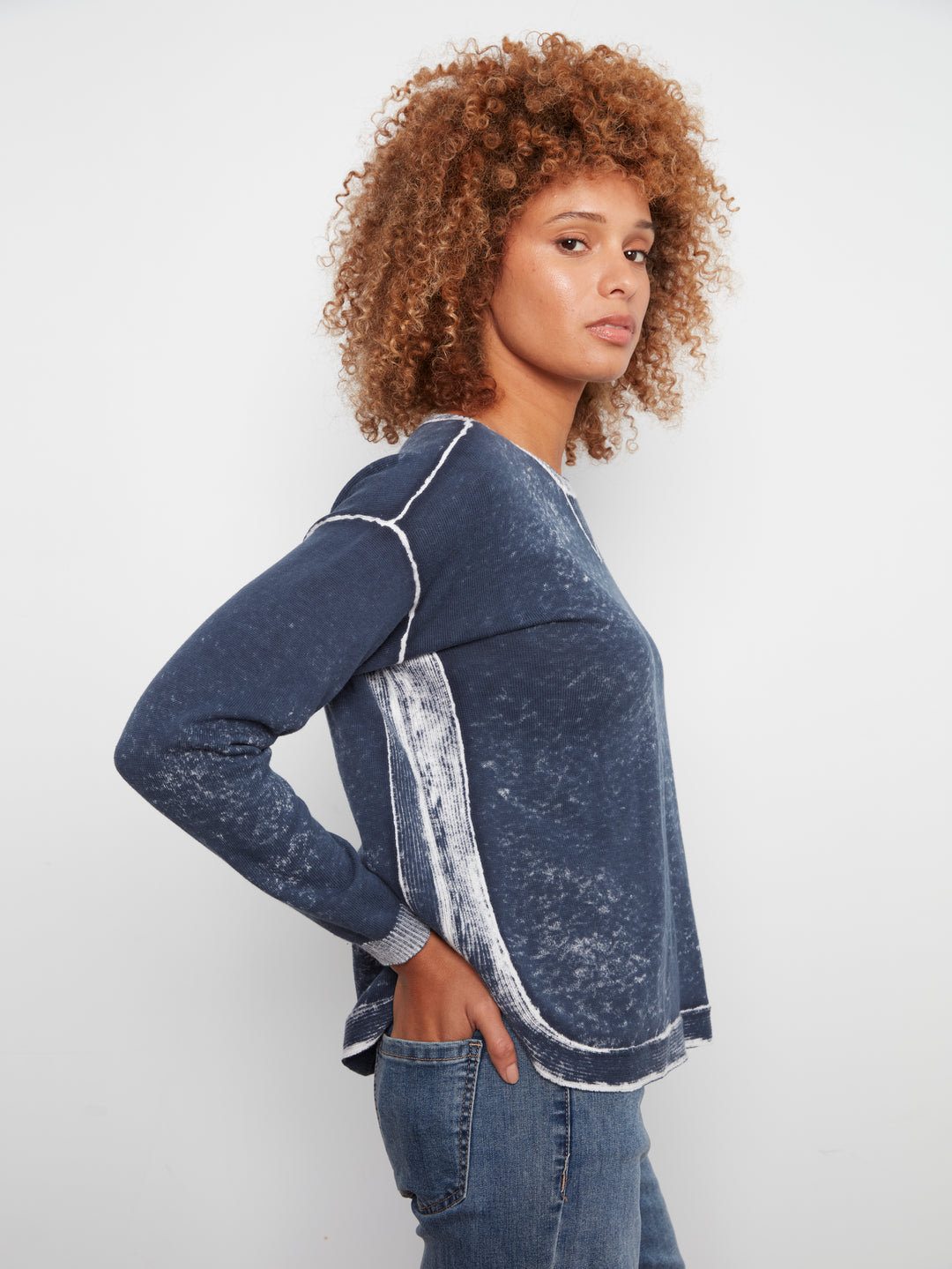 Long Sleeve Crew Neck Printed on Reverse Sweater