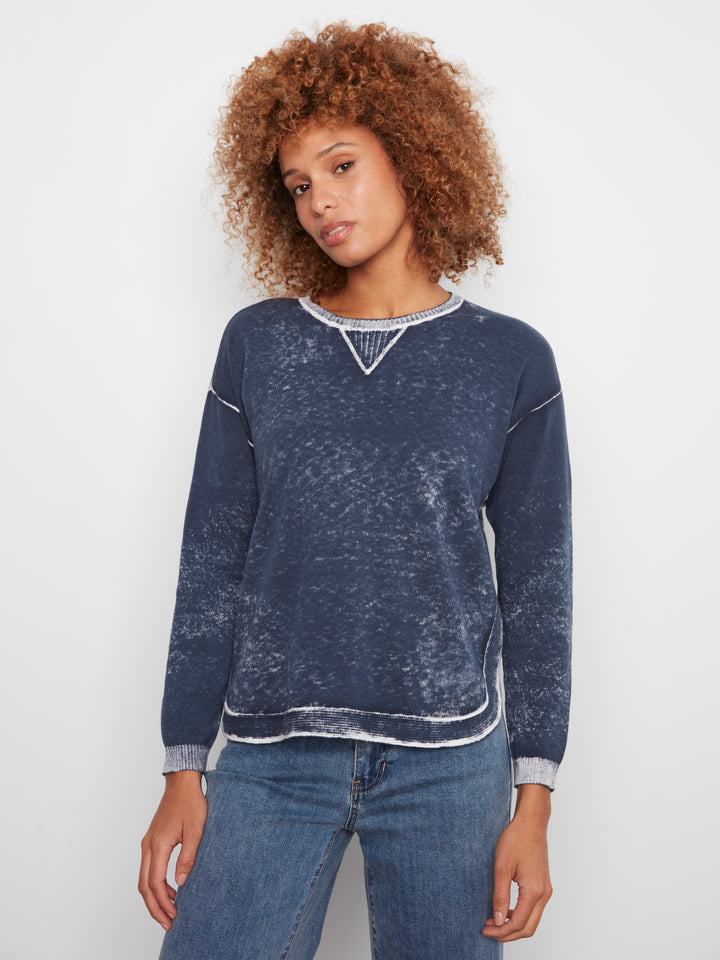 Long Sleeve Crew Neck Printed on Reverse Sweater