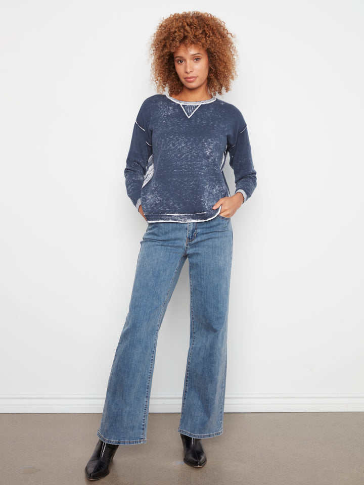 Long Sleeve Crew Neck Printed on Reverse Sweater