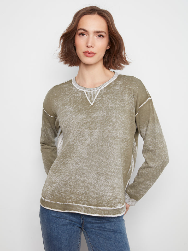 Long Sleeve Crew Neck Printed on Reverse Sweater