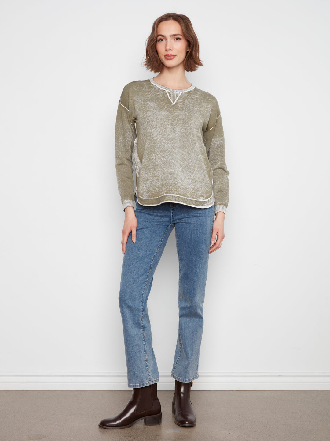 Long Sleeve Crew Neck Printed on Reverse Sweater