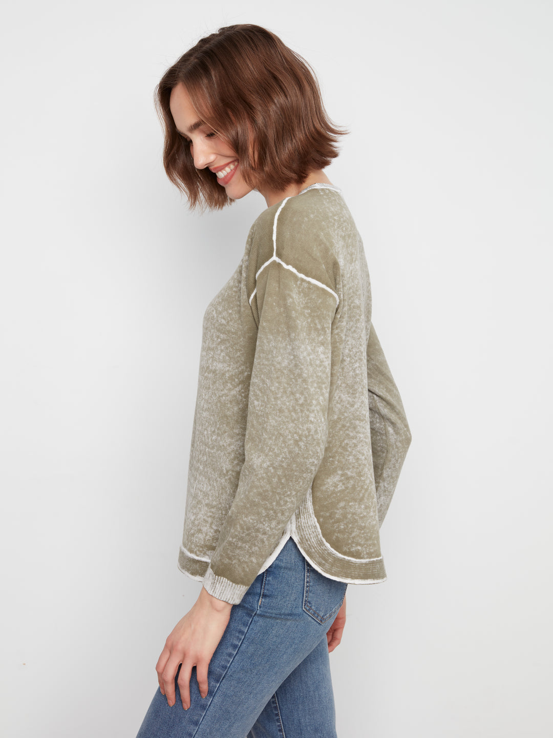 Long Sleeve Crew Neck Printed on Reverse Sweater