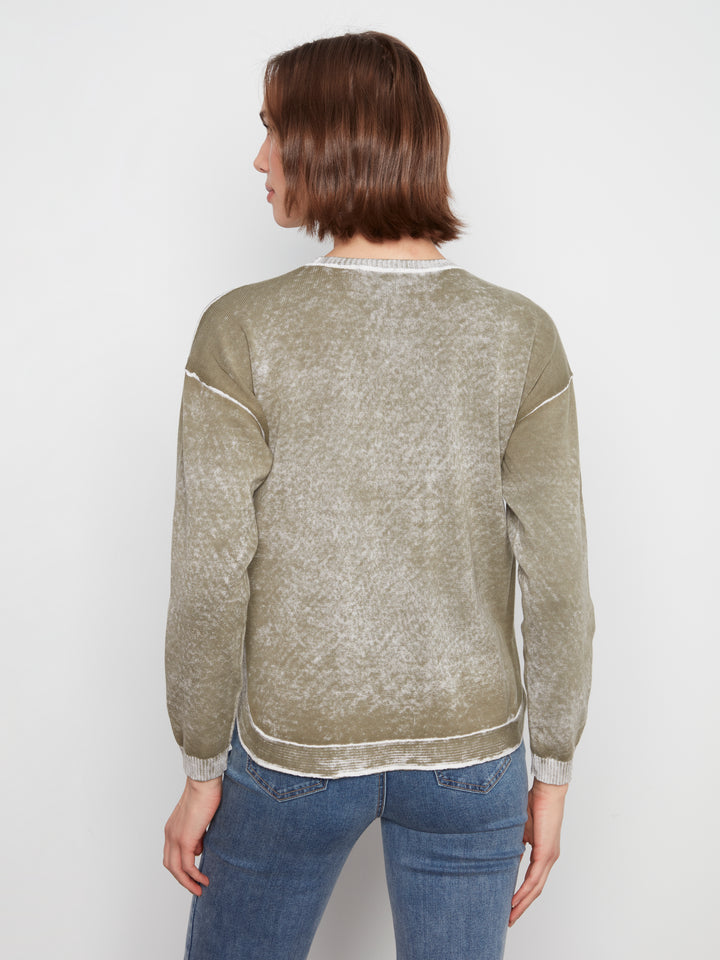 Long Sleeve Crew Neck Printed on Reverse Sweater