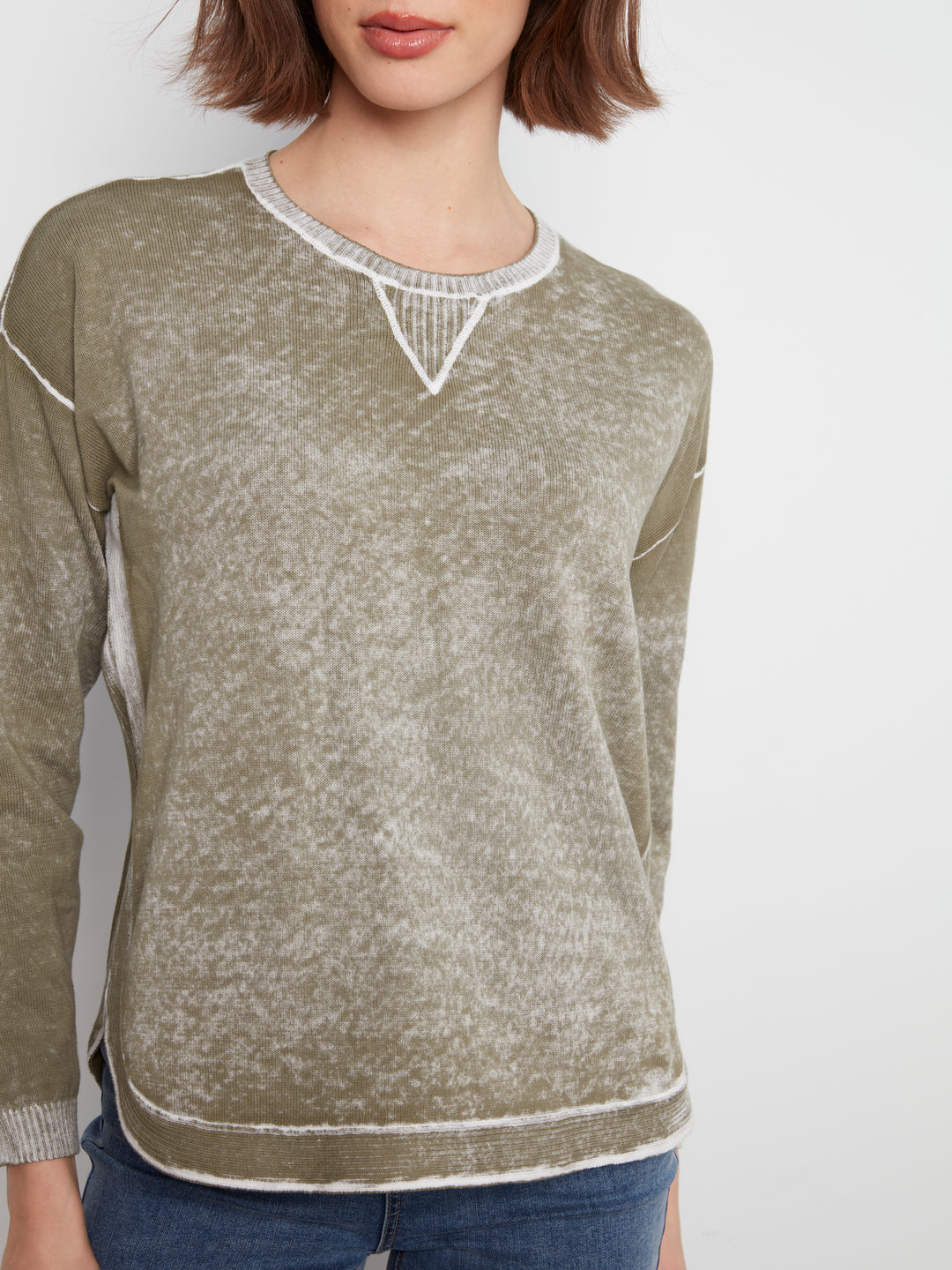 Long Sleeve Crew Neck Printed on Reverse Sweater
