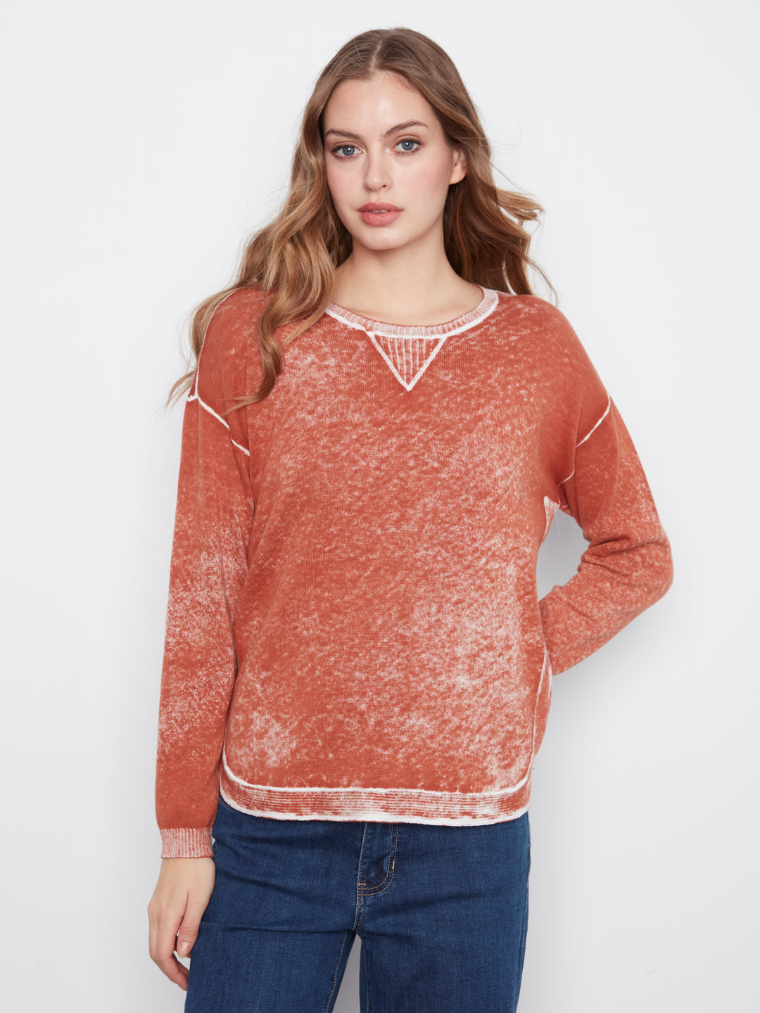 Long Sleeve Crew Neck Printed on Reverse Sweater