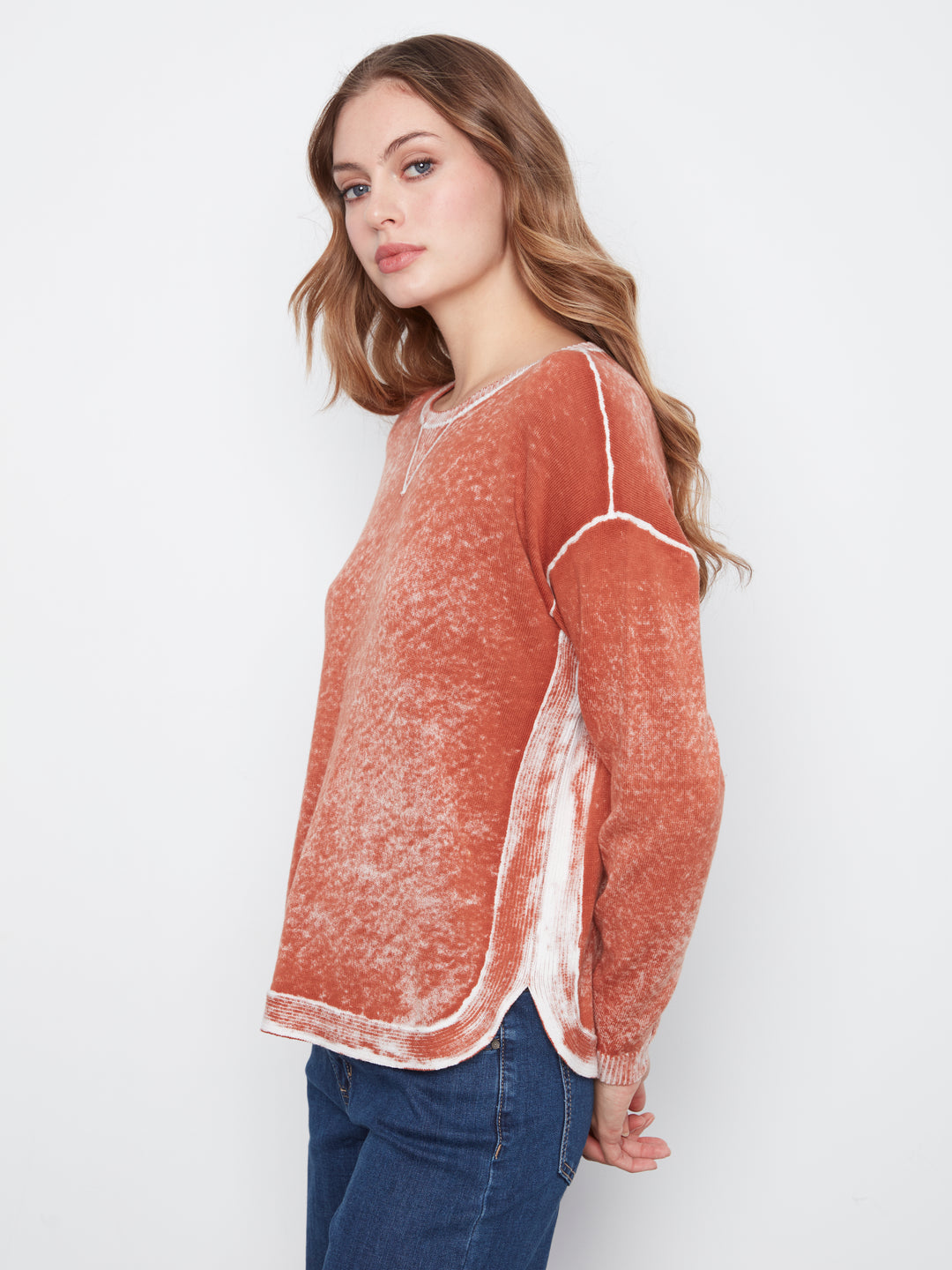 Long Sleeve Crew Neck Printed on Reverse Sweater