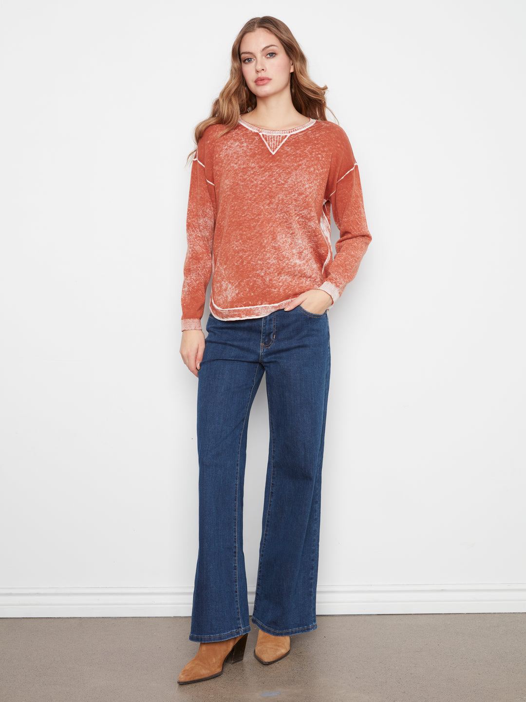 Long Sleeve Crew Neck Printed on Reverse Sweater