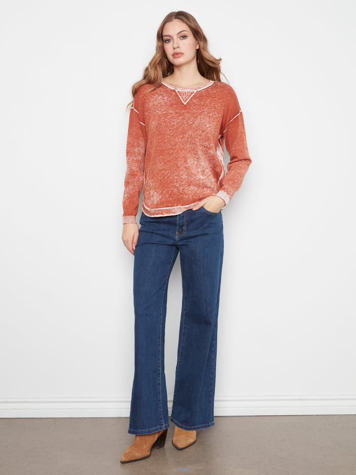 Long Sleeve Crew Neck Printed on Reverse Sweater
