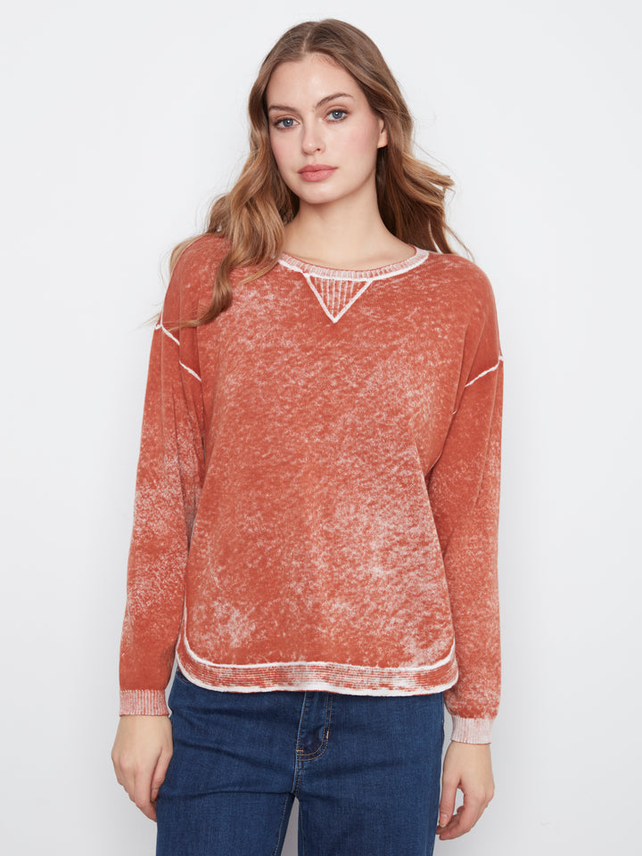 Long Sleeve Crew Neck Printed on Reverse Sweater