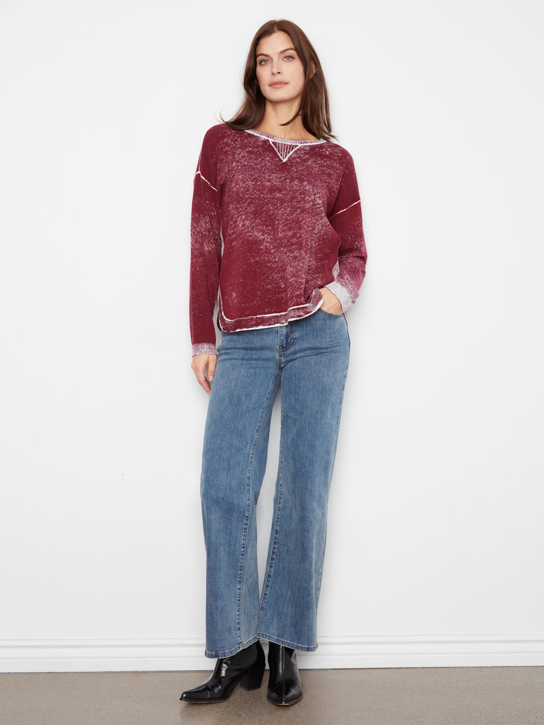 Long Sleeve Crew Neck Printed on Reverse Sweater