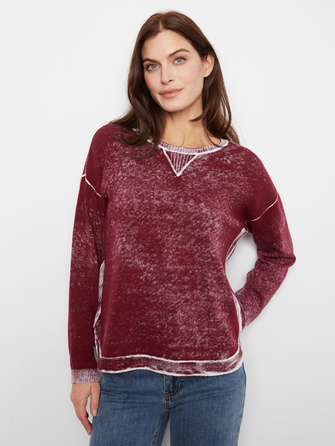 Long Sleeve Crew Neck Printed on Reverse Sweater