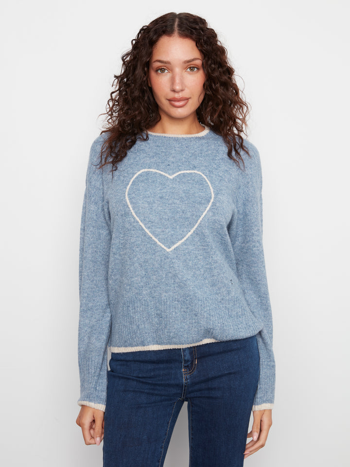 Long Sleeve Drop Shoulder Mock Neck Sweater With Embroidery Detail