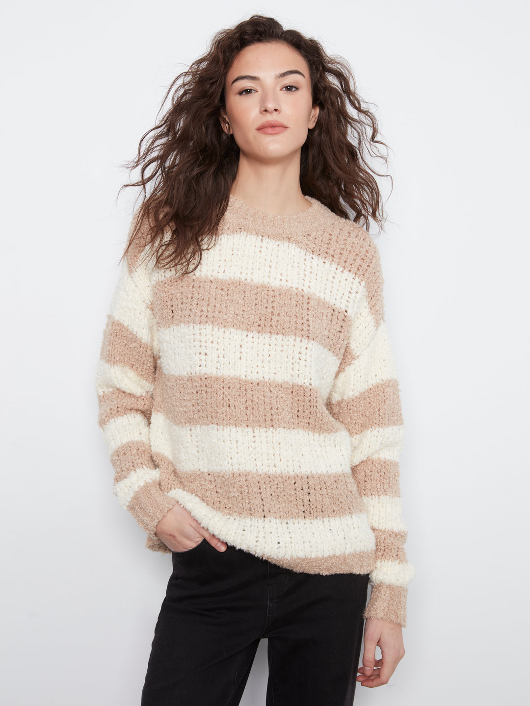Striped Boucle Yarn Sweater