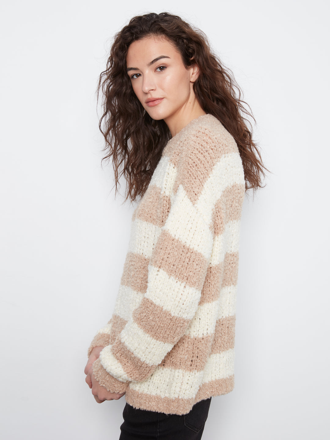 Striped Boucle Yarn Sweater