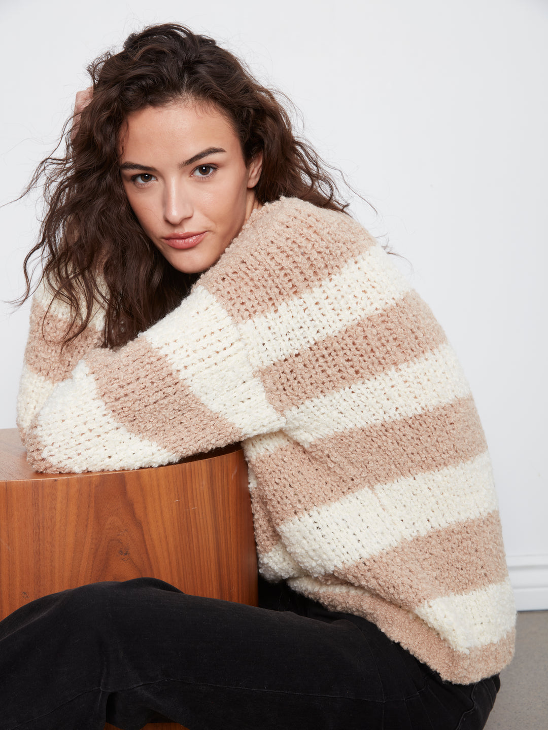 Striped Boucle Yarn Sweater