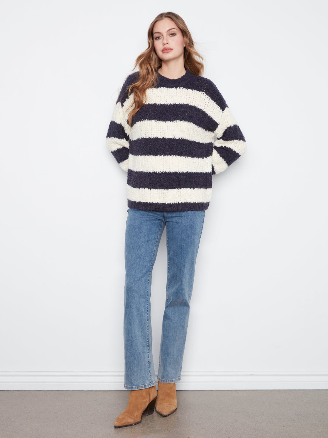 Striped Boucle Yarn Sweater